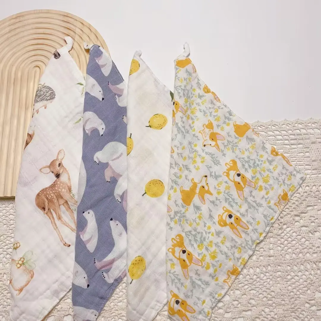 Bamboo Cotton Baby Towel Muslin Squares 4 Layer Gauze Baby Wash Face Shower Towel Newborn Baby Items