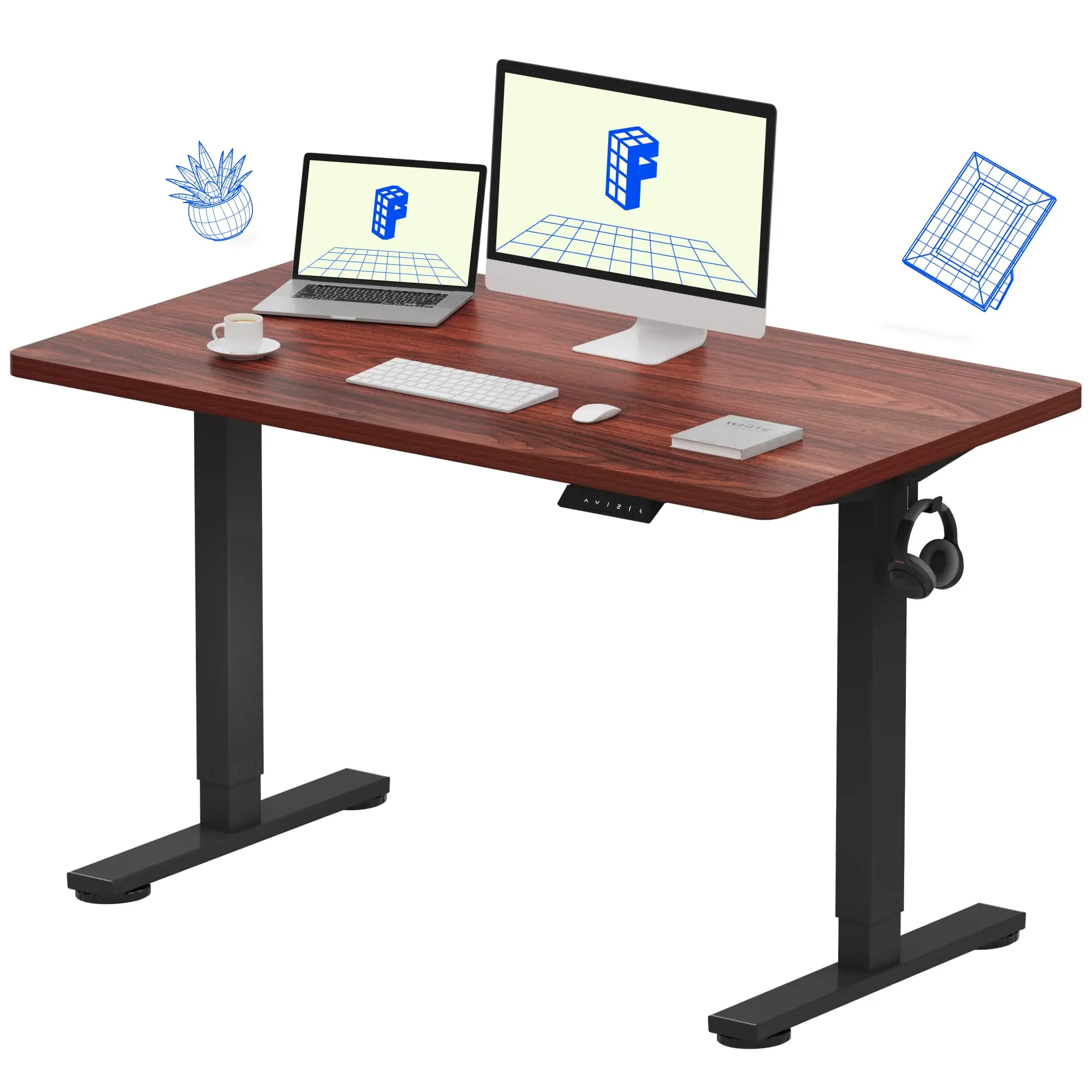 EN1 One-Piece Standing Desk, Electric Adjustable with 4 Memory Presets, 176 LBS Capacity, Stable & Quiet, Seamless