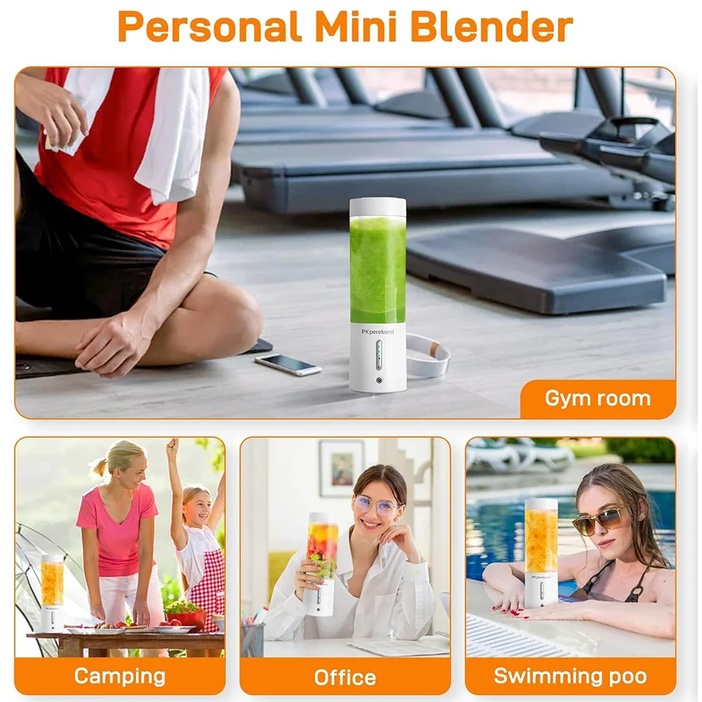 Professional Waterproof Portable Blender Shakes and Smoothies 450ml Type-C Rechargeable Personal Mini Juicer Cup Home Travel