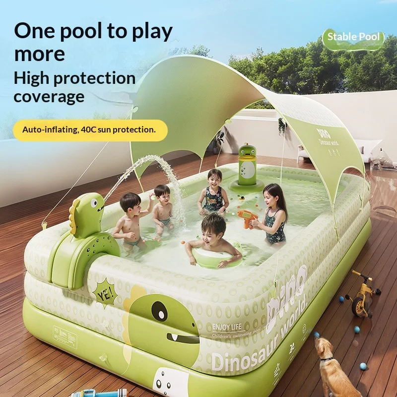 Aufblasbarer Kinderpool Großer Familien-Außenpool für den Garten Verstärkter Langlebiger Tragbarer Einfach Aufzubauender Baby-Splash-Schwimmpool Aufblasbar