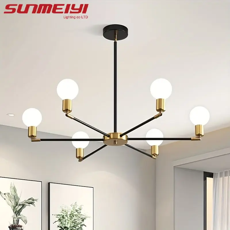 

Easy To Install Six-Head Simple Modern Iron Ceiling Lamp Personalized Lighting Nordic American Creative Staircase Lamp Bedroom