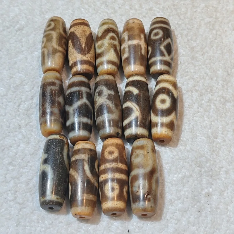 Xizang Agate Dzi9 Eye Tiger tooth noble treasure vase god of wealth and other totem beads Necklace Pendant DIY Accessories