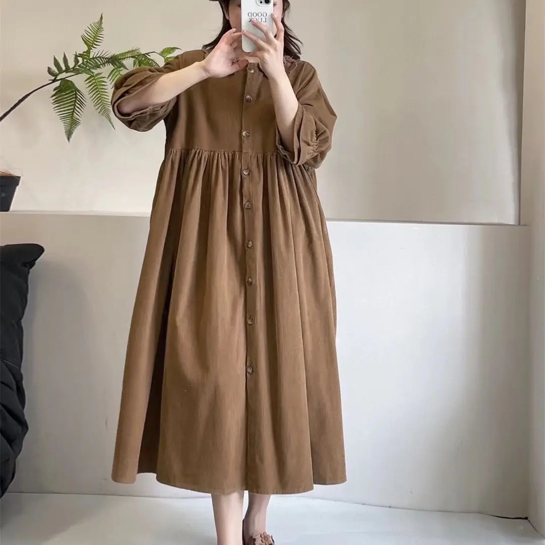 Sukienki zimowe plus size 5XL dla kobiet, elegancka sukienka z kołnierzykiem Piotrusia Pana, długi rękaw, luźna, oversize, dla kobiet o wadze do 140 kg.