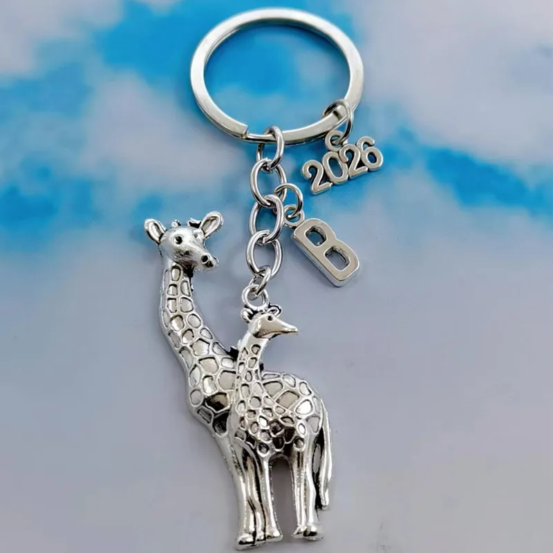 New A-Z Letter Lovely Key Chain Running Giraffe Deer Pendant DIY Men\'s Car Key Chain Jewelry Gift