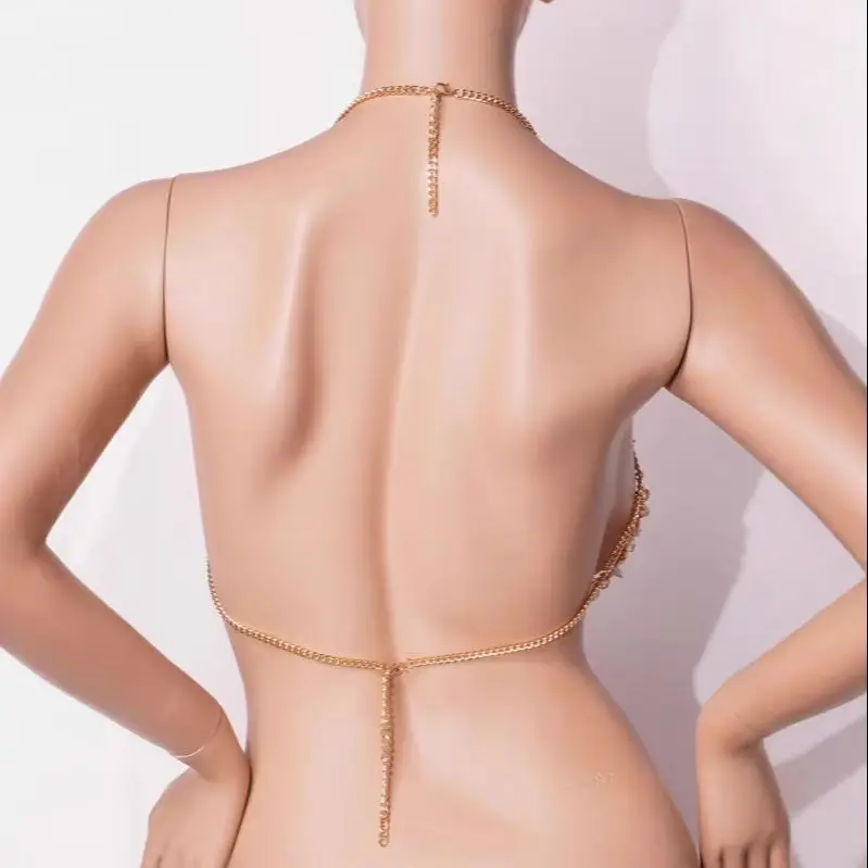 New Sexy Multi-Layer Wavy Rhinestone Body Chain For Women Bohemian Style Nightclub Sparkling Rhinestone Necklace