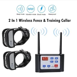 300M 2 In 1 Pet Dog Wireless Fence Remote Training Collar Electric Anti Runaway Barrier collier de dressage pour chien