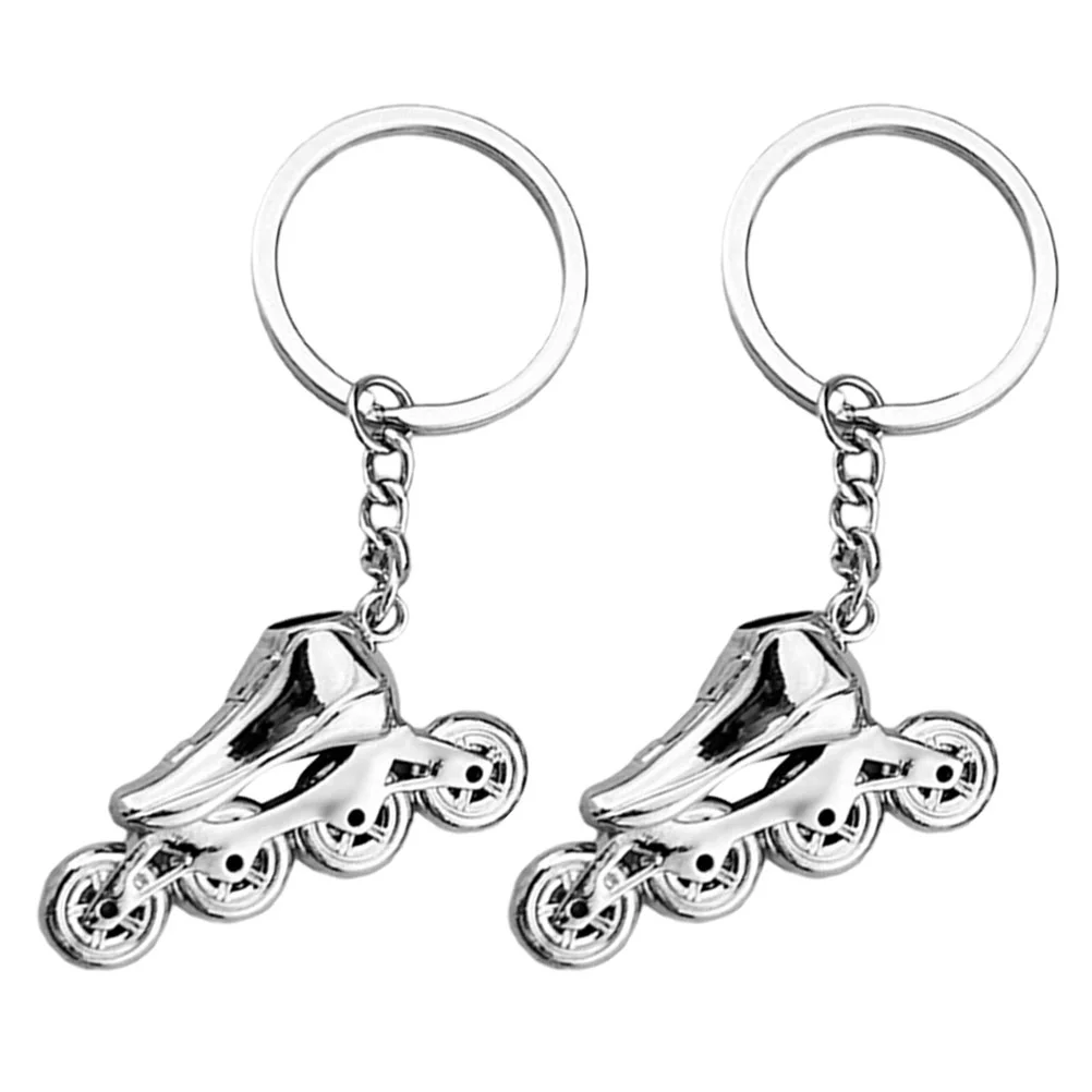 2 Pcs Mini Pendant Roller Skating Keychain Miss Skates Pendants Keychains Zinc Alloy