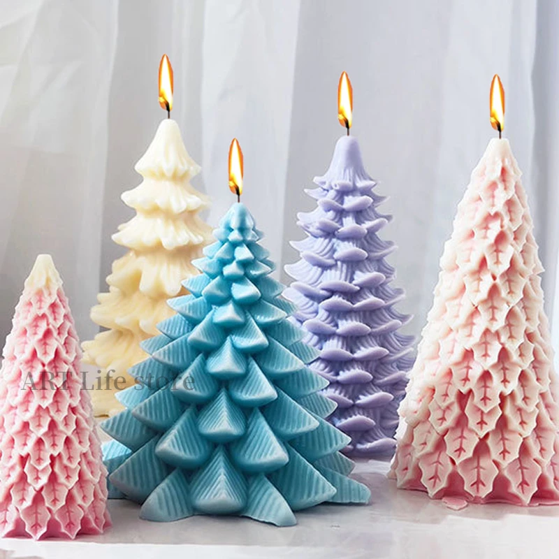 Extra Large Christmas Tree Candle Silicone Mold 3d Pine Cedar Christmas Tree Crafts Resin Plaster Molds Diy Gift Making Tools