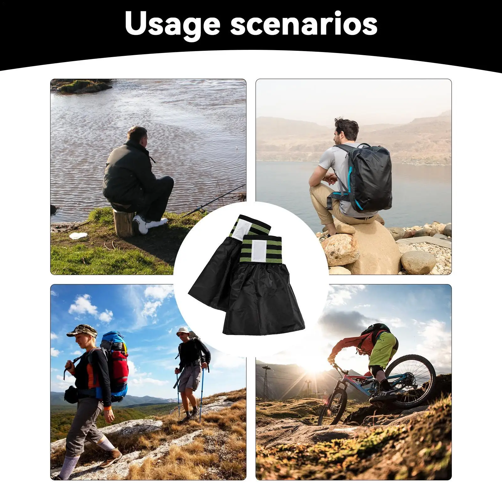 Image 5: Guêtres de jambe pour hommes, imperméables, réglables, respirantes, guêtres de neige allongées pour la randonnée, la marche, le vélo et la tonte.