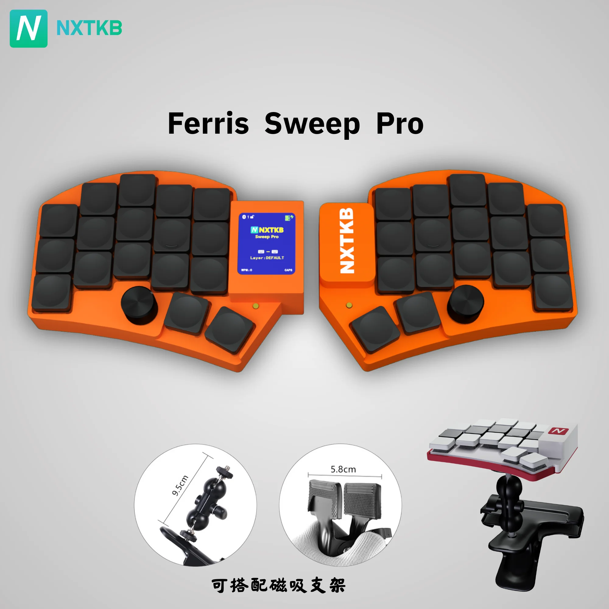 

Ferris Sweep Pro Split Low-profile Keyboard ZMK on-screen Keyboard 34 Keys Customization Ergonomics Mechanical Keyboard Gift DIY