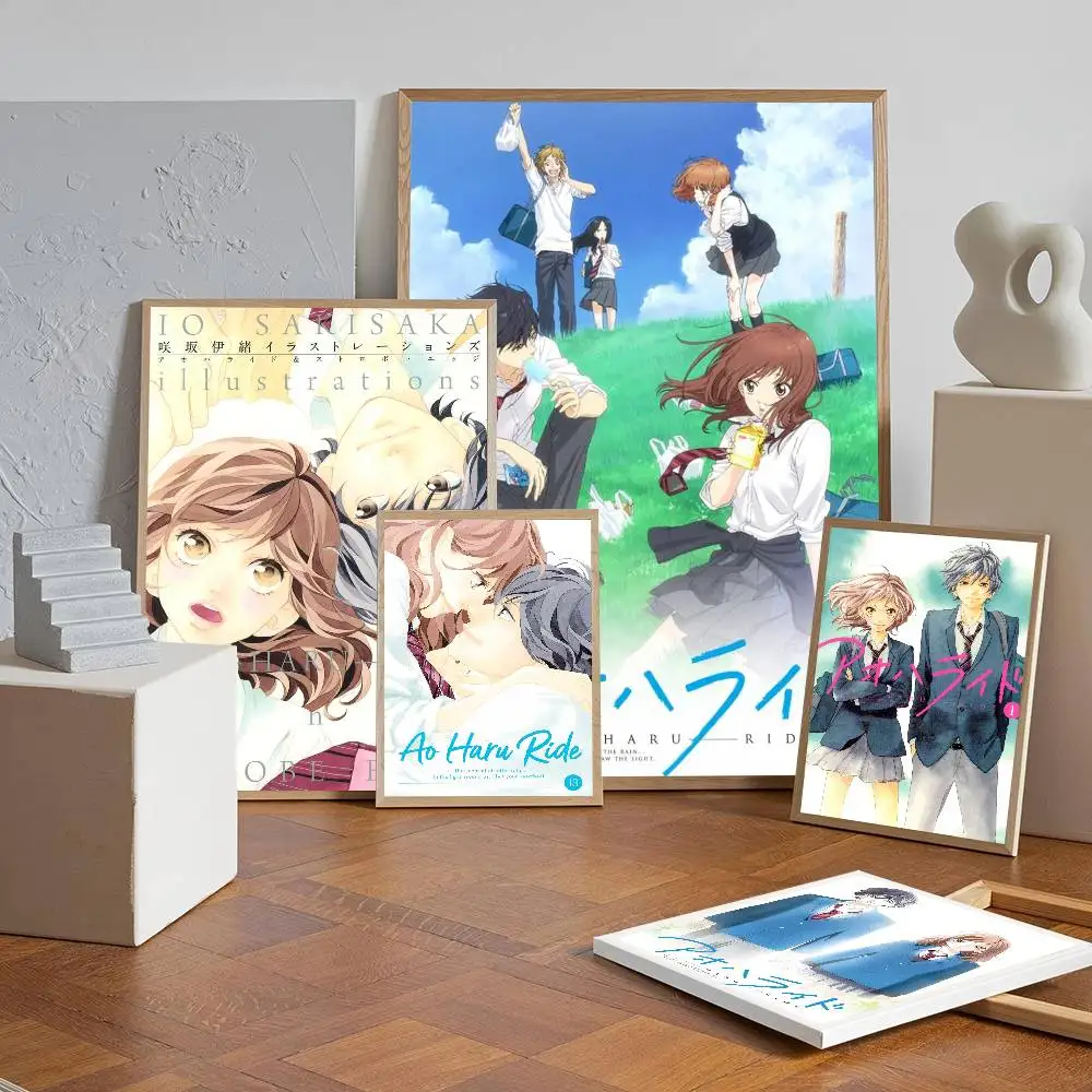 Anime Ao Haru Ride Movie Sticky Posters Retro Kraft Paper Sticker DIY Room Bar Cafe Aesthetic Art Wall Painting