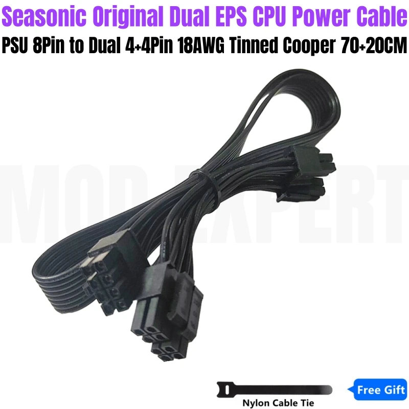 

Original Seasonic X Series Dual CPU EPS Power Cable 8Pin to Dual 4+4Pin for X-1250, X-1050, X-850, X-750, X-650 Gold Modular PSU