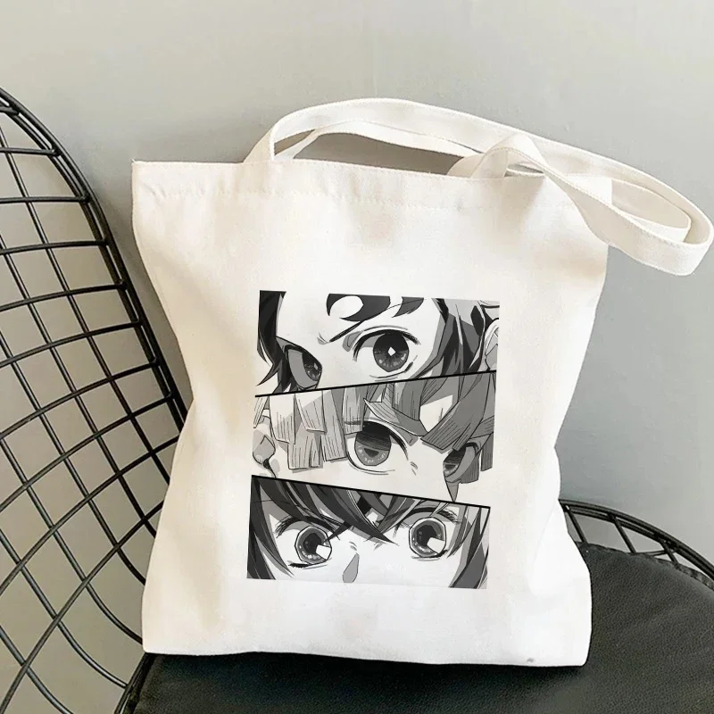 Shopper Shopping Bags Anime Demon Slayer Eco Daily Use Foldable Handbag Large Capacity Tote Bag Handbags Harajuku Shoulder Bags