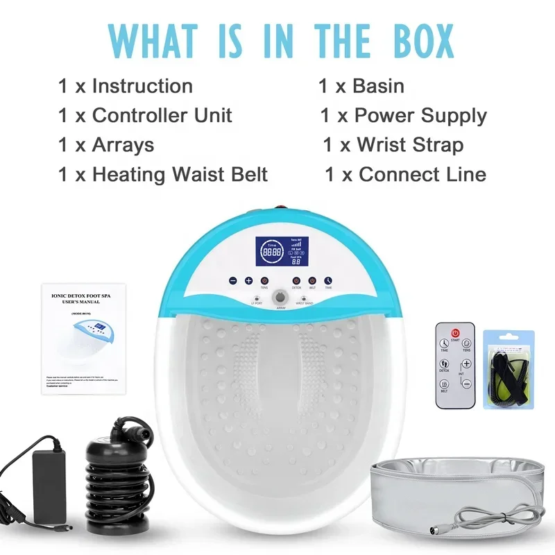 Detox with Heating Waist Belt and Electrode Massage Multi-function Ionic Foot Bath Detox Machine Ion Cleanse