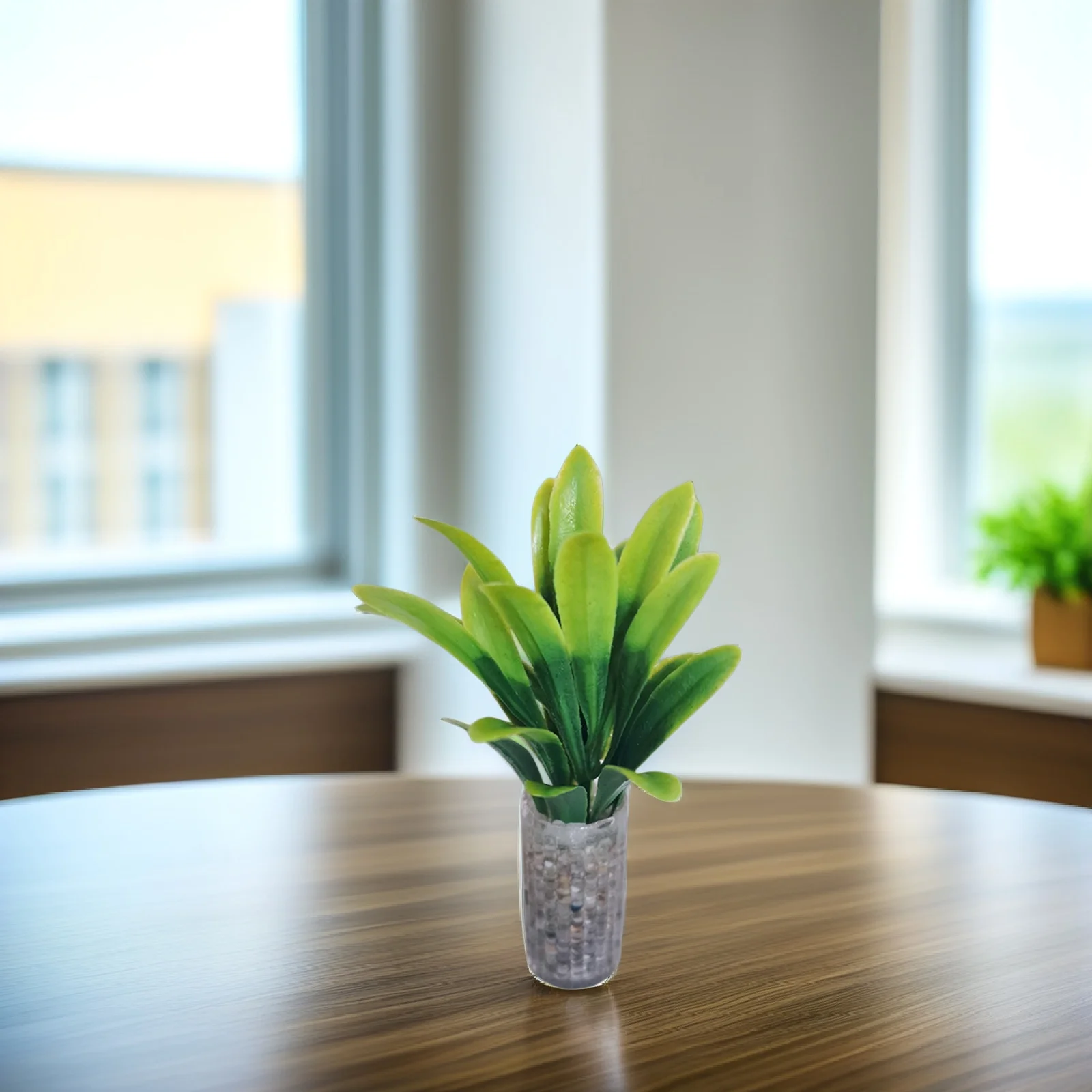 

2pcs Miniature Resin Artificial Plants 2 Bellflower 2 Greenery Plants Micro Landscape Decor Indoor Garden Accessories