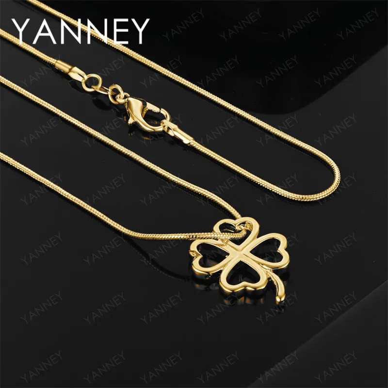 

925 Sterling Silver 18K Gold 16-30 Inch Exquisite Four-Leaf Clover Pendant Necklace Fashion Women's Jewelry Accessories Wedding