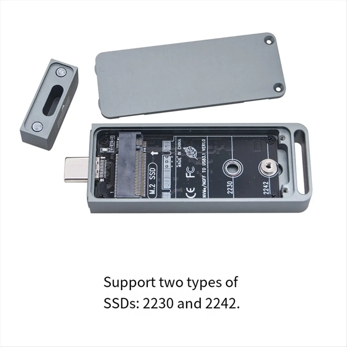 

[VALUE PACK]M.2 SSD Adapter Enclosure M.2 2242 to USB3.2 NVME NGFF Dual Protocol RTL9210B Chip 10Gbps USB 3.2 GEN2 Type C Riser