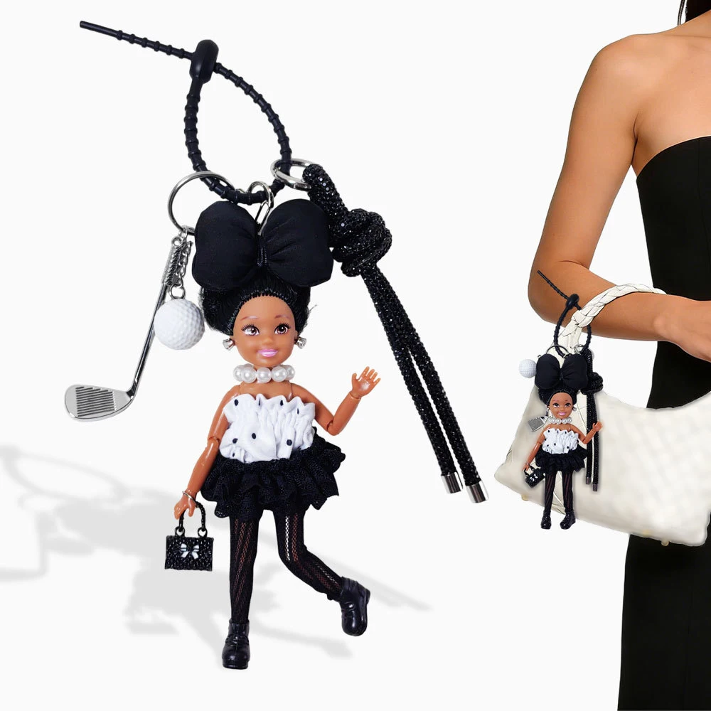

Korean Style Sweet Cool BlackSkin Babi Doll Keyring Small Fragrant Style Cute Kelly Doll Bag Decor Pendant Keyring Birthday Gift