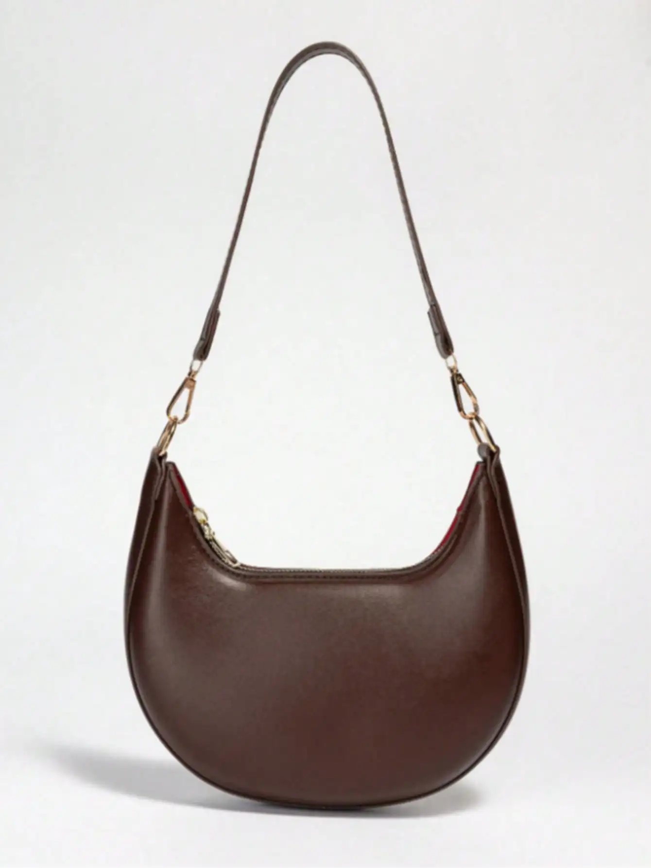 

Ladies Coffee Color Crescent Baseball Bag, Fashion High-End Crossbody Messenger Bag for Women