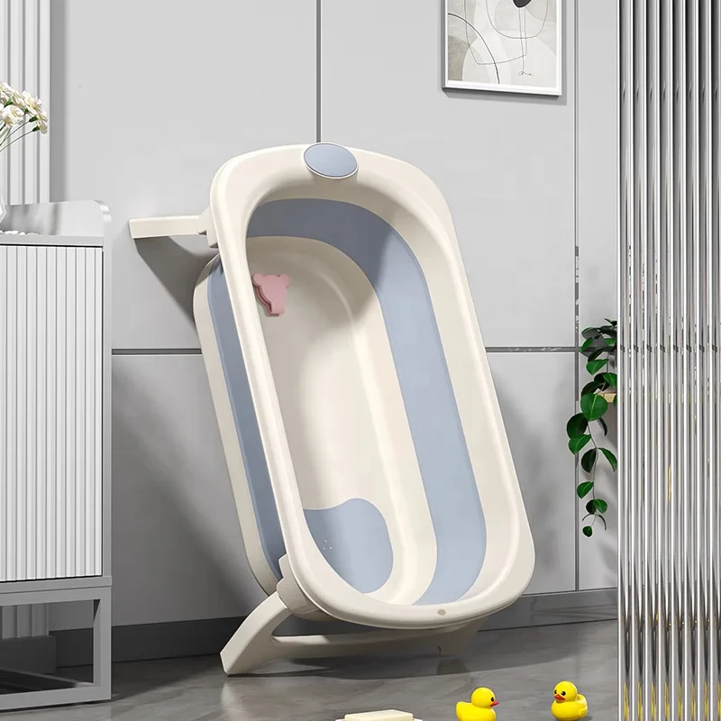 Foldable Dog Bath Tub Collapsible Pet Bathtub With Real-time Temp Monitor and Floating Cushion Portable Travel Dog Tub