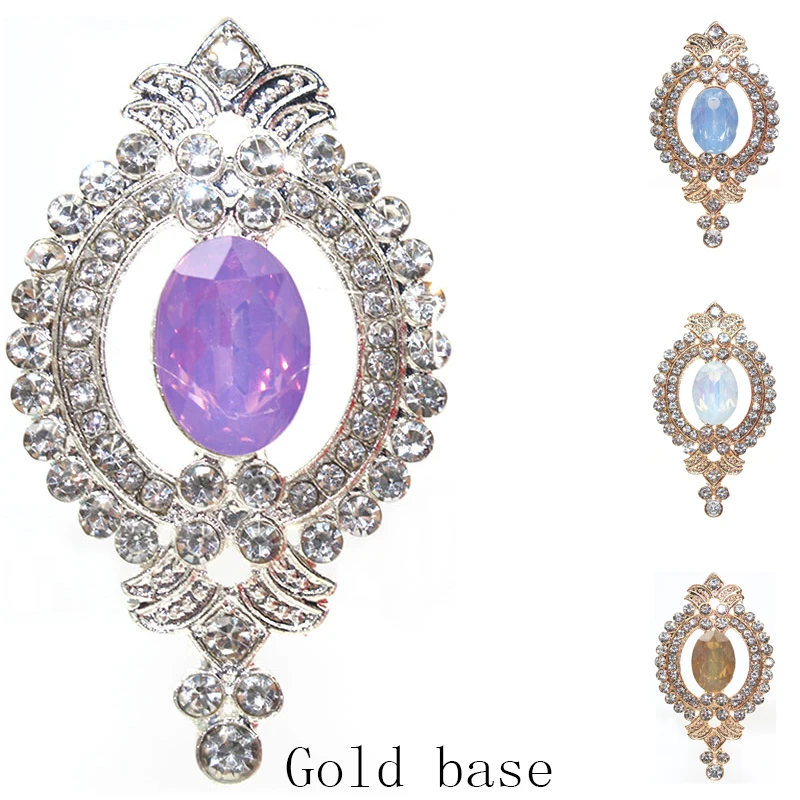 New 5PCS48 * 27MM Alloy Retro Crystal Jewelry Accessories, Flat Bottomed Rhinestones,Wedding Dress Decoration Materials