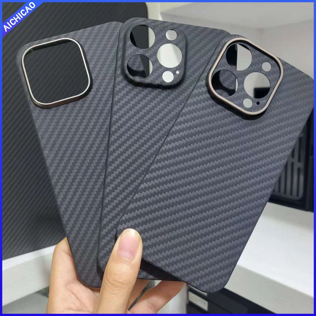 Acc-Carbon Real Carbon Case for iPhone 15 Pro Max Aramid Fiber Ultra-thin Anti-drop Anti-fall Protective shell