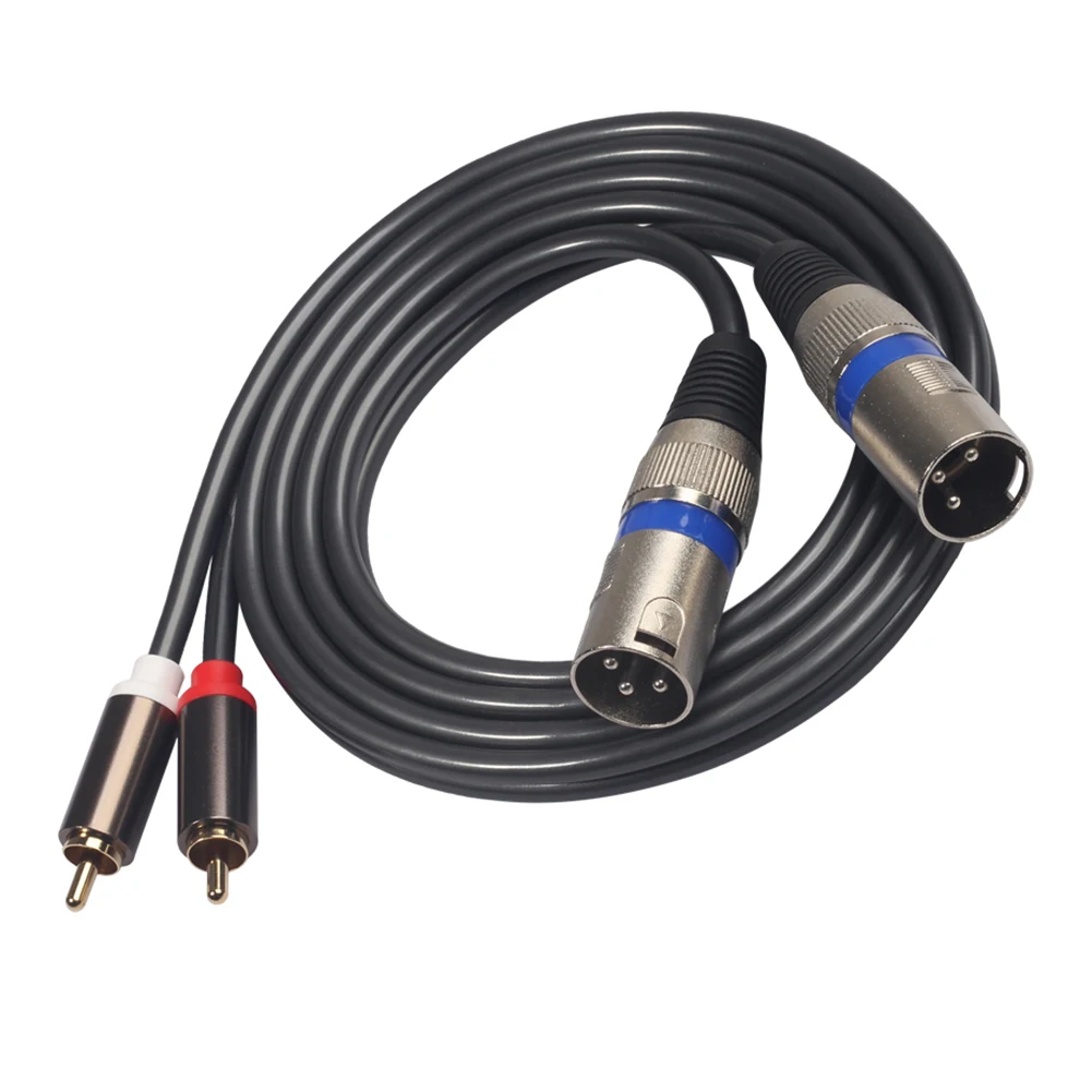 1.5m/4.9ft Dual XLR Male to Dual RCA Male Cable Zinc Alloy Canon Head Audio Microphone Cable Adapter for Speaker Amplifier Mixer