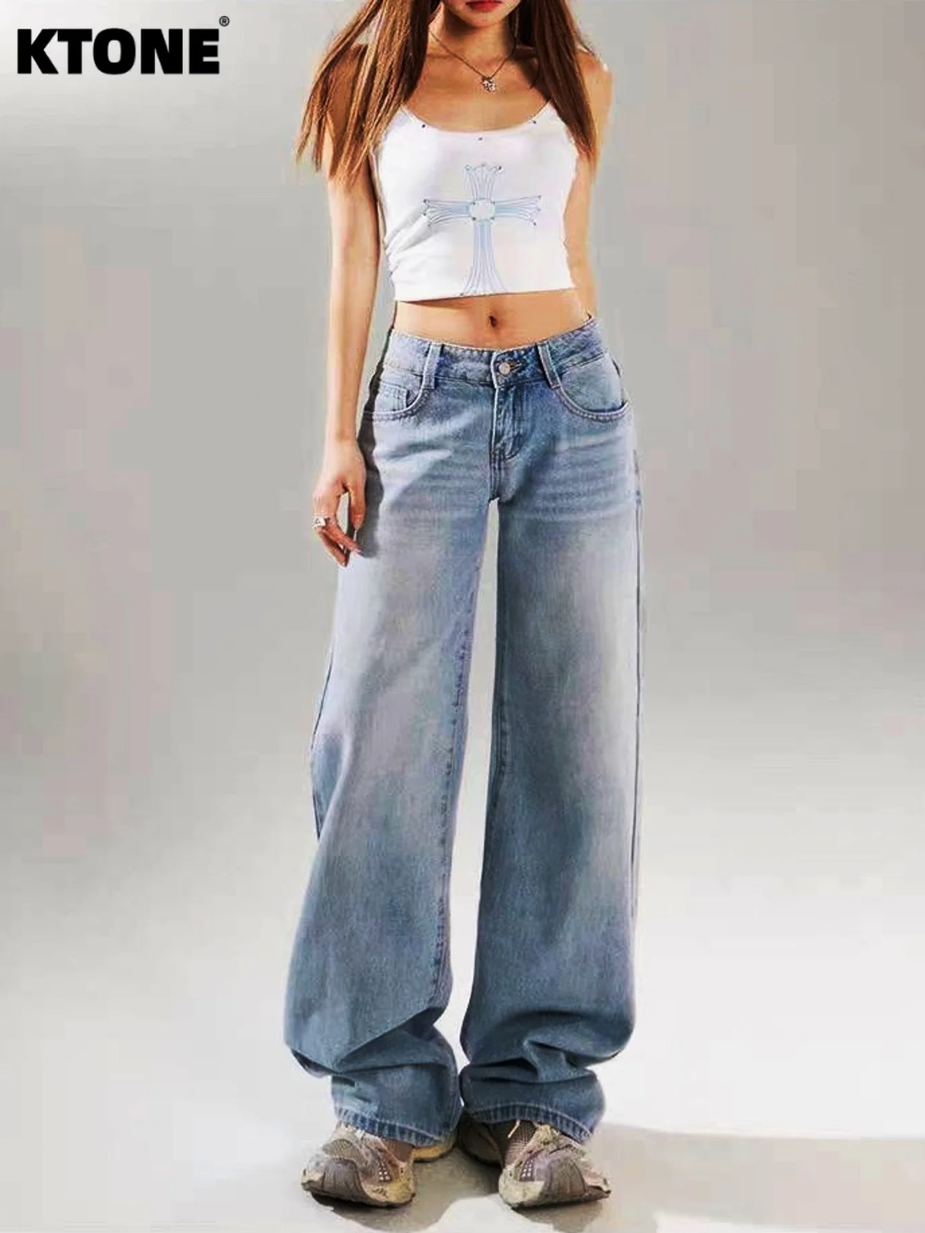 

Jeans Drip Loose Blue Man Pants Original Y2K Clothes Unisex Basic Denim Jeans No accessories or belts included