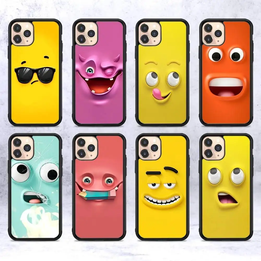 

Funny Face For IPhone 17 16 15 14 13 12 11 Mini Pro Max Plus PC+TPU Back Phone Cover