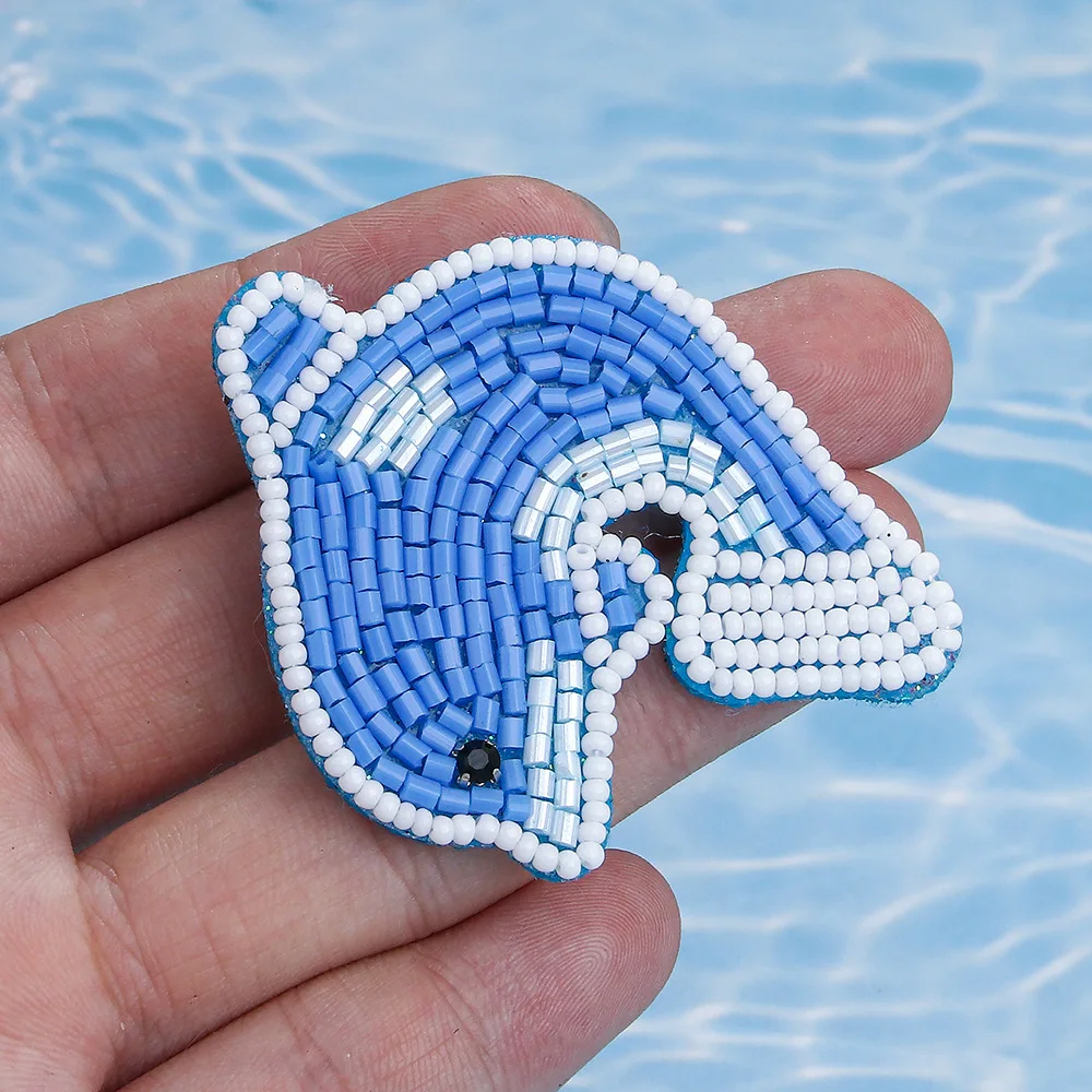 Cross border rice bead brooch Bohemian style summer ocean cute crab dolphin whale bead brooch