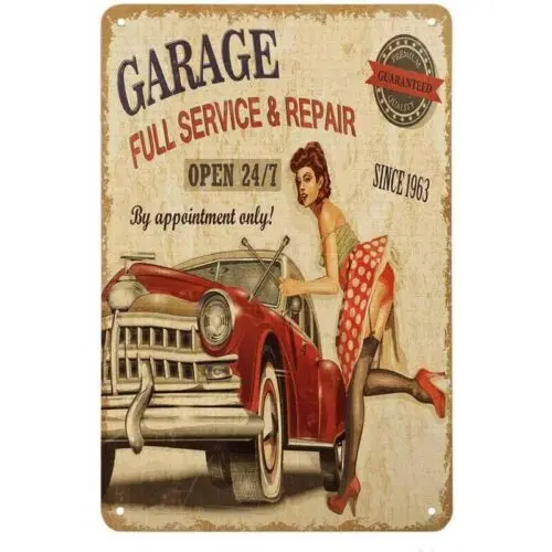 Pin-Up RetroEye Vintage Garage Tin Sign Classic Car Decor Man Cave Art