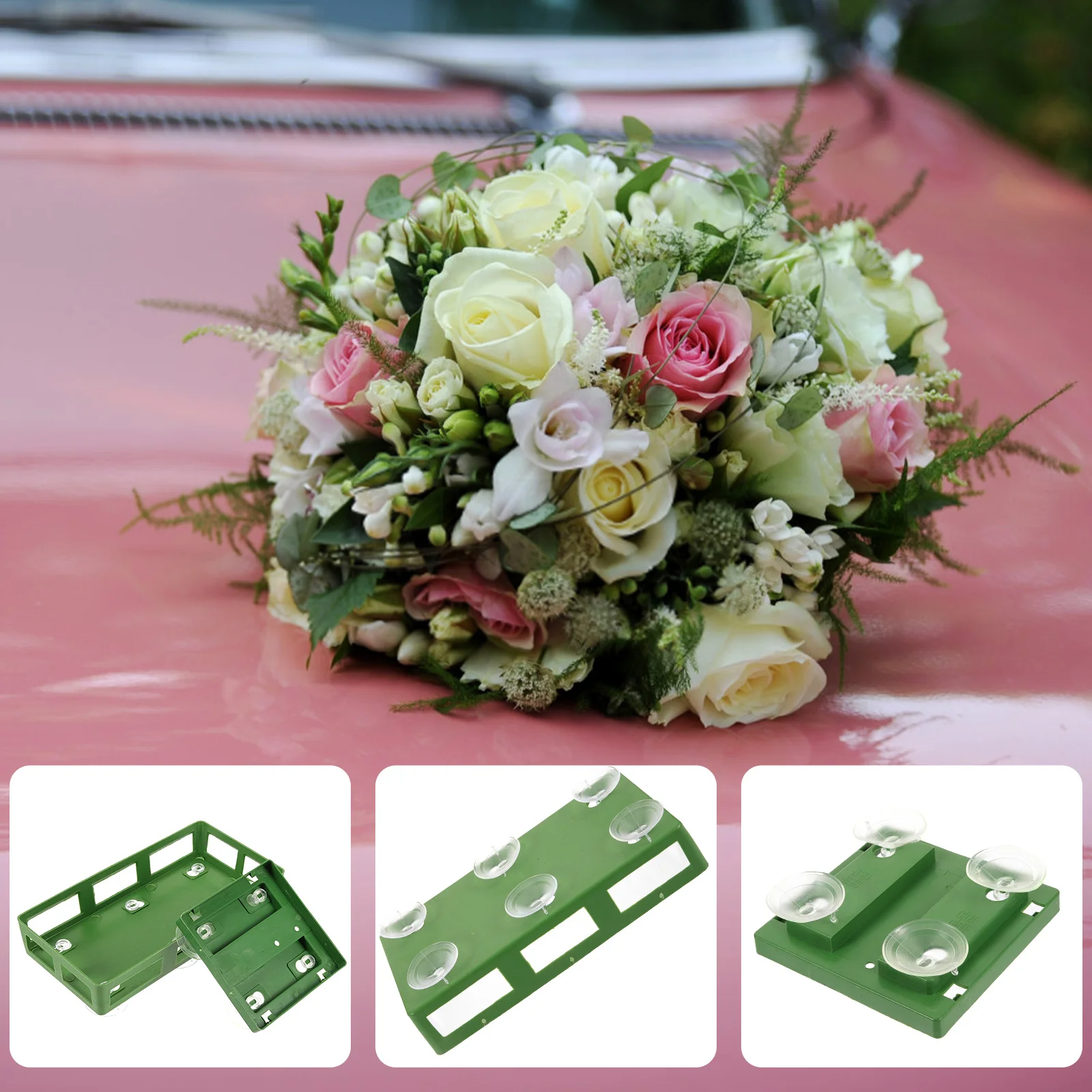 

4pcs Suction Flower Mud Tray Fresh Floral Disc For Wedding Car Decor Floral Foam Base No Flower Mud Tray Residue