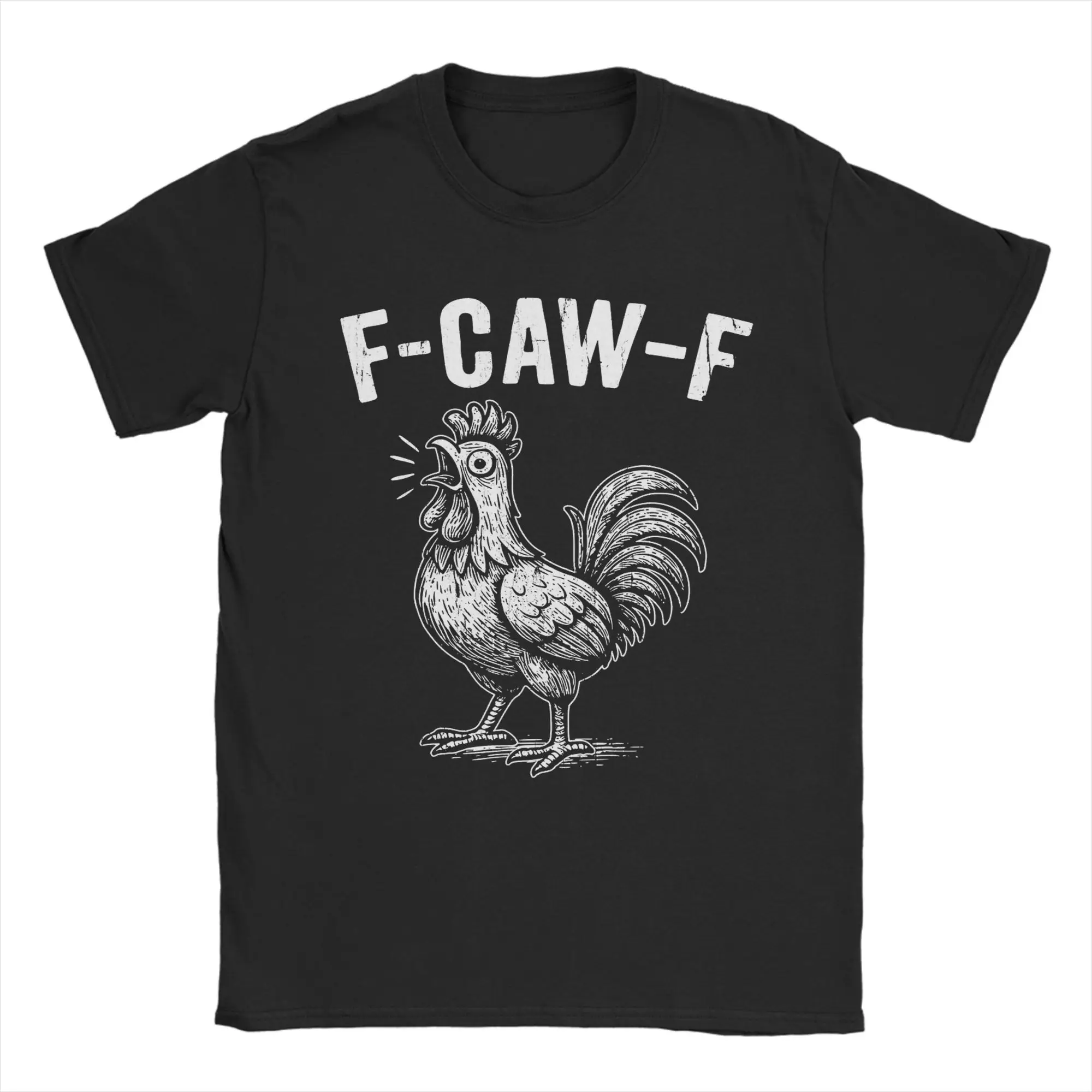F-Caw-F مضحك الدجاج FCAWF ميمي تي شيرت للرجال القطن الخالص مضحك تي شيرت طاقم الرقبة تيز ملابس قصيرة الأكمام هدية فكرة #3