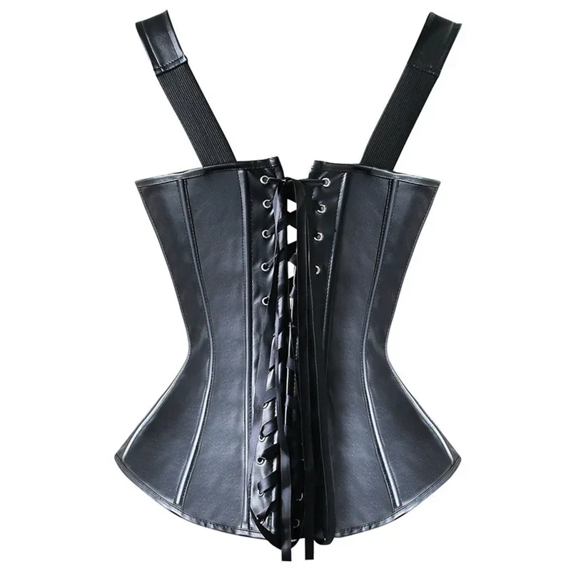 Steampunk Corsets And Bustiers Halter Plus Size Corset Pu Leather Gothic Punk Zip Burlesque Basque Costume Sexy Black