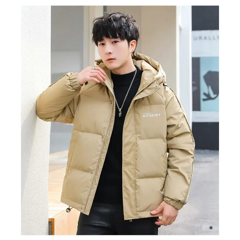 Luxury Winter Down Jackets Men White Duck Down Coat Cargo Jackets Hooded Warm Windproof Outerwear Pocket Zipper Long Sleeve Tops