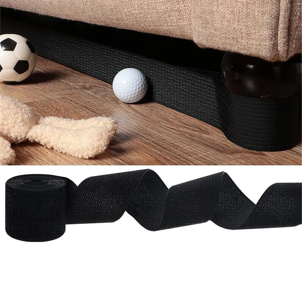 ABNH 100mmx6m Adjustable Toy Barrier Under Sofa with Installation Straps Sofa Bed Bottom Nylon Toy Stopper Sofa Toy Blocker