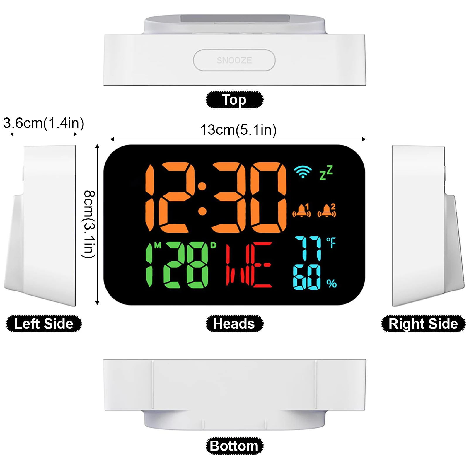 Tuya Alarm Clock WIfI Calendar Intelligent Desktop Clock with Digital LED Thermometer Hygrometer Display for Office and Bedroom