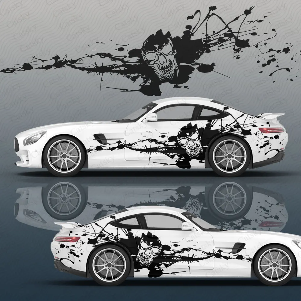 

skull ink splatter Car Decal Protective Film Vinyl Itacar Racing Side Graphics Wrap Accessories Spray Paint auto Stickers