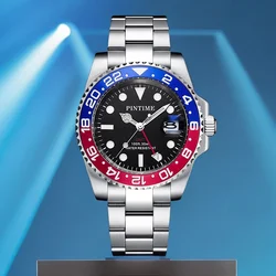 PINTIME New Luxury Black Dial Quartz Watch For Men Stainless Steel 30M Waterproof Fashion Classic Men's Watches Daily Business