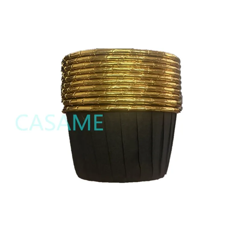 Envoltorios de papel de aluminio dorado y plateado para cupcakes, envoltorios para pasteles, tazas para hornear, bandeja, tazas de papel para