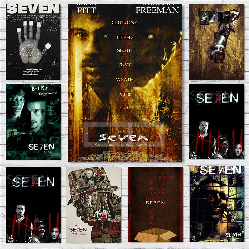 Classic American Crime Thriller Movies Se7en Morgan Freeman Poster Prints Canvas Painting Wall Art Pictures Home Room Decor Gift