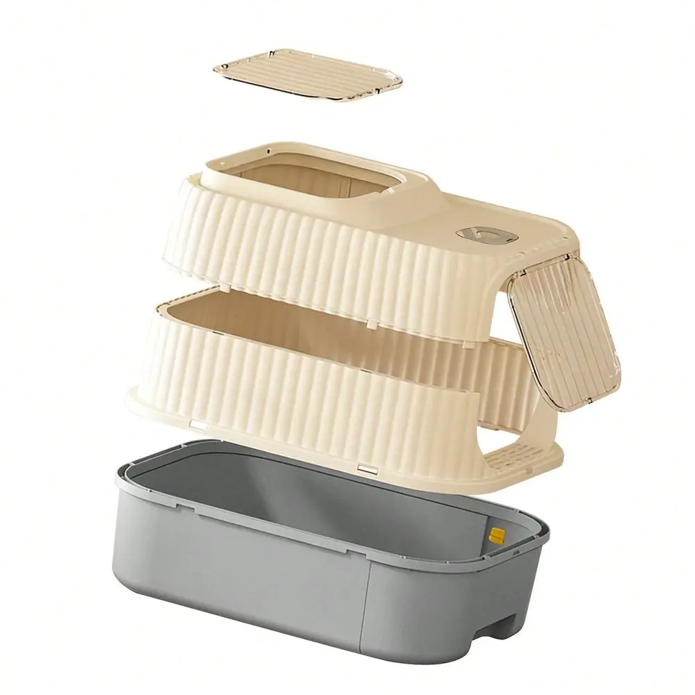 

Enclosed Cat Litter Box With Drawer, OdorLocking AntiSplash Hooded Cat Toilet, Easy Clean Top Entry Cat Litter Pan For Indoor C