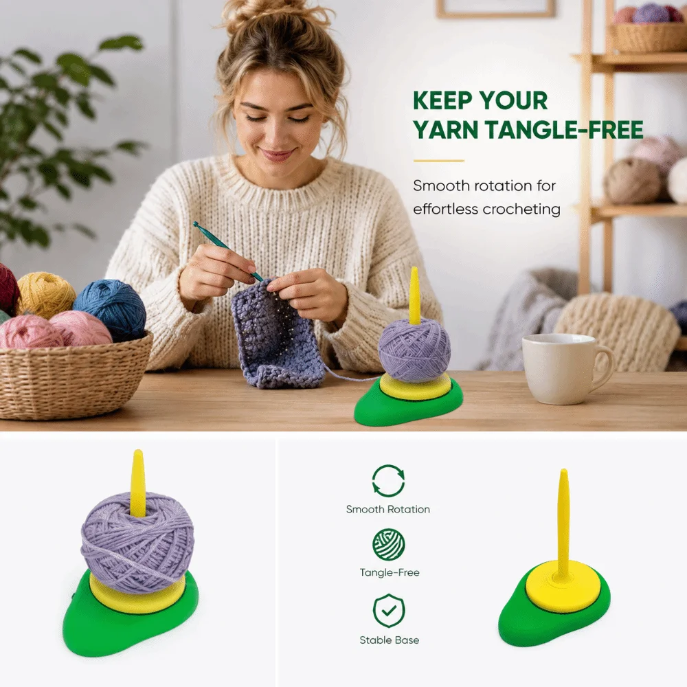 3D Printing Crochet Yarn Holder Rotating Avocado Yarn Ball Rack Detachable Anti-Tangle Yarn Winder Stand Handcraft Projects