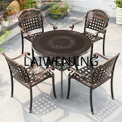 RWJ Outdoor Cast Aluminum Courtyard Iron Table Terrace Yard Balcony Leisure Chair Combination