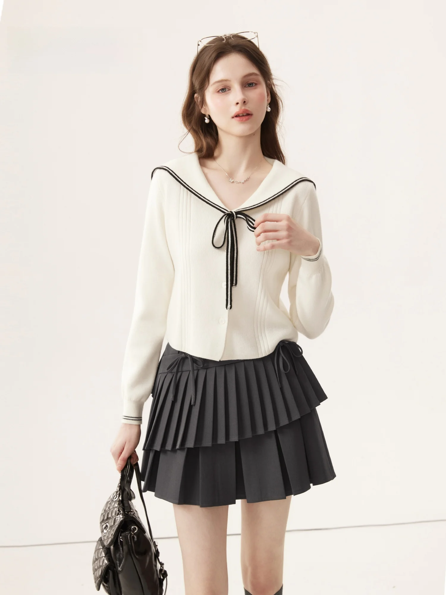 

Cindral Commuter Sle V-Ne ort Knitwear Navy Collar Women's Soft Casual Top Outerwear Polyester Fiber Spring Season