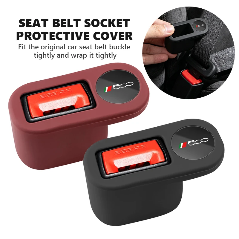 Car Safety Belt Buckle Holder TPE Button Seat Belt Protection Cover Accessory For Fiat Abarth 500 FR Freemont Stilo Grande Doblo