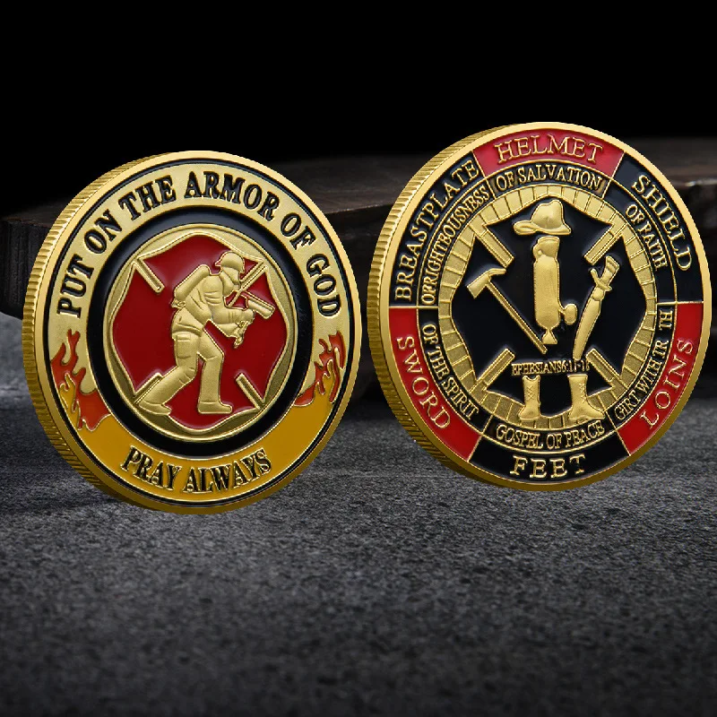 Souvenir Coin American Firefighter Commemorative Coin Heroic Firefighter Honor Emblem Metal Craft