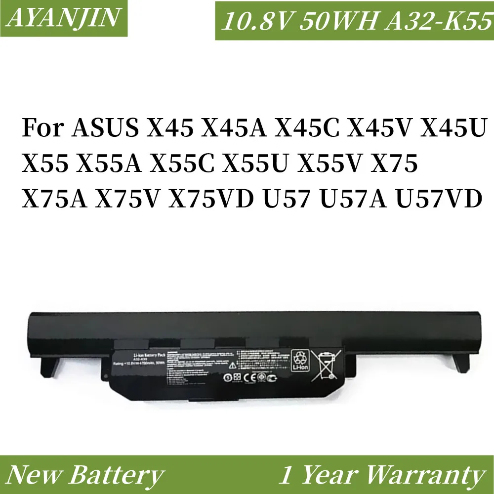 New A32-K55 10.8V 50Wh Laptop Battery for ASUS K55V K55N X45C X45U X55A X55C A32-K55X Q500A