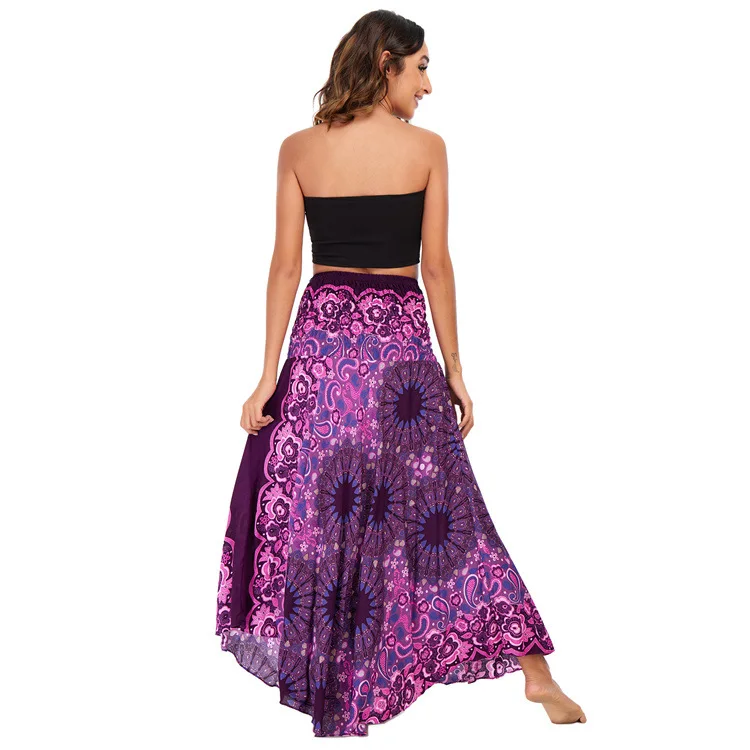 Maxi Boho Lange Röcke für Damen Bohemian Rock mit Blumenmuster Gypsy Boho Hippie Yoga Urlaub Strand – Detail 21