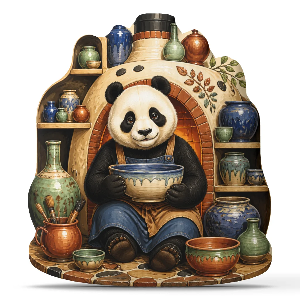 Panda Pottery Studio Plush Pillow Ceramic Art Cushion for Craft Lovers Irregular Stuffed Throw Pillow Home Decor Gift Sofa